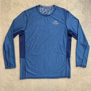 Realtree Fishing Shirt Mens Large Blue Long Sleeve Performance Colorblock Top